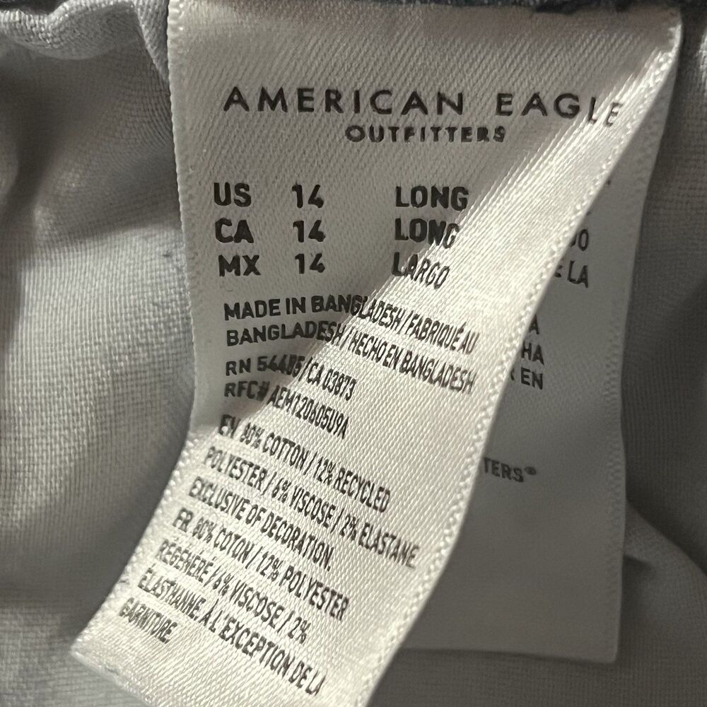 American Eagle Kick Boot Jeans Womens Size 14 Long Distressed Next Level Stretch - Picture 5 of 7